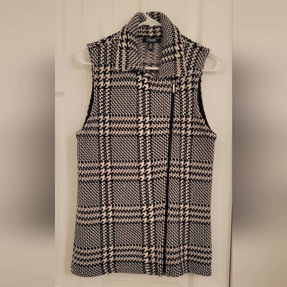 Chaps 100% Cotton Vest Medium Blk/white